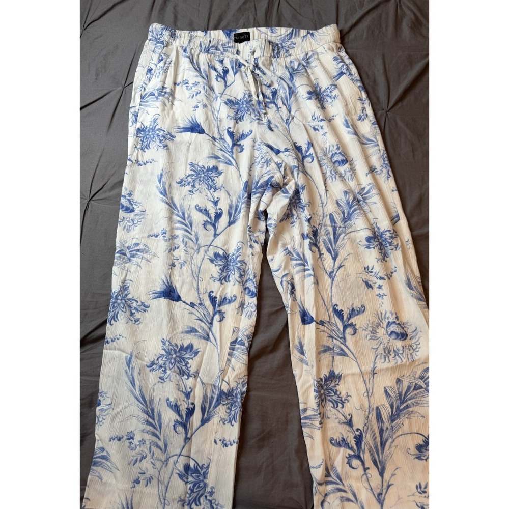 Lot Of 2 Talbots Ankle Pants Ocean Floral & Pull On Patel Pottery Pants Large - Picture 2 of 15